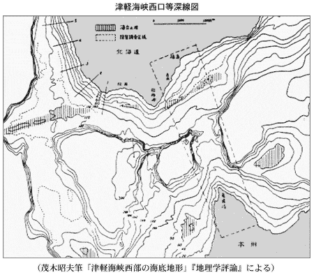 津軽海峡西口等深線図