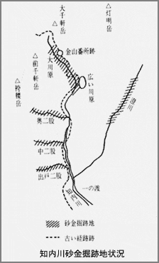 知内川砂金彫跡地状況