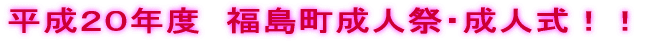 平成２０年度　福島町成人祭・成人式！！